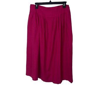 Chaus Vintage Womens Midi Skirt Size 13 Dark Pink Raw Pure Silk Pockets Classic